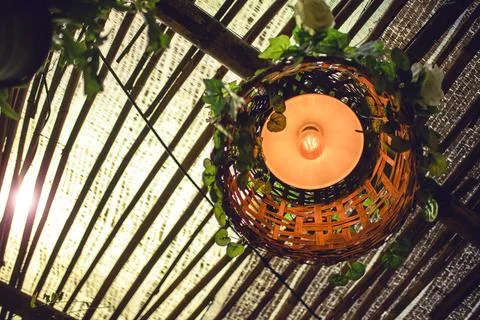 Lantern made with bamboo Stock Photos