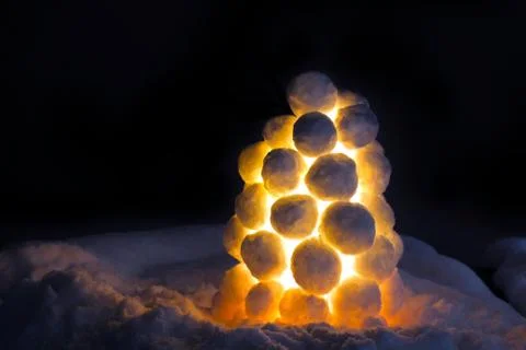 Lantern made of snow Stock Photos