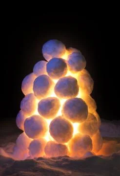 Lantern made of snow Stock Photos