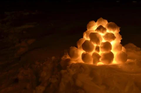 Lantern made of snowballs Stock Photos