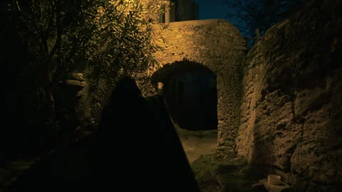 Lantern Mason Wanders the Cobblestone Paths Stock Footage 301930329