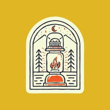 Lantern nature wild badge patch pin graphic illustration vector art t-shirt d イラスト素材