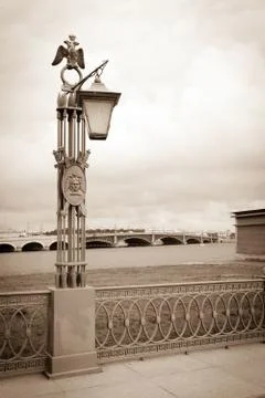 Lantern on the neva river Stock Photos
