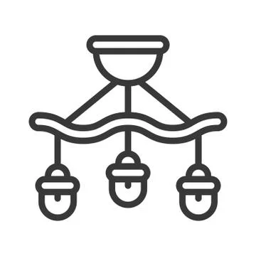 Lantern or lamp vector icon, line style editable stroke Stock Illustration