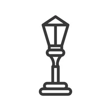 Lantern or lamp vector icon, line style editable stroke Stock Illustration