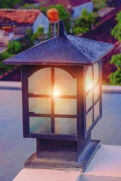 Lantern outdoor in the evening Stock Photos