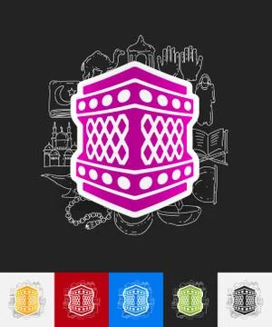 Lantern paper sticker with hand drawn elements Illustrazione stock