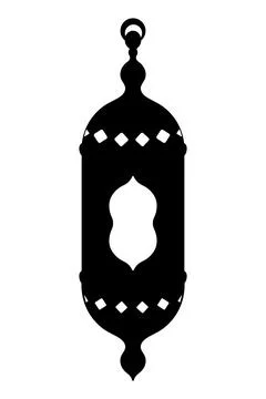 Lantern with a patterned window. Silhouette. Illustrazione stock