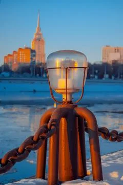 Lantern on the pier Stock Photos