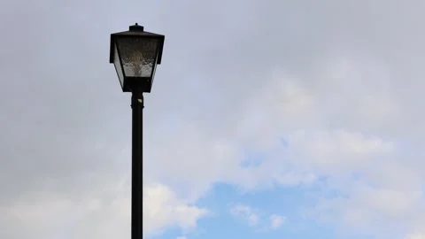 Lantern at pole outside. Summer day. Stock Footage 315247202