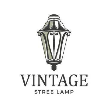 Lantern Post Classical Street Light Vintage Logo Design Vector symbol illustr Stock Illustration