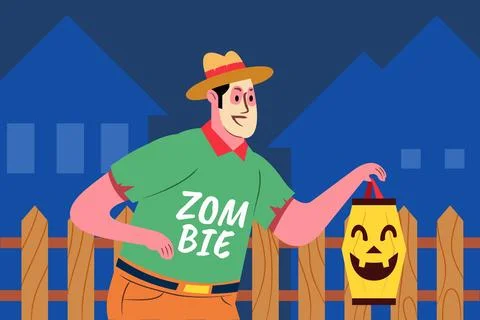 Lantern Pumpkin Walk Around Stock Illustration