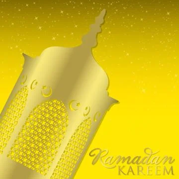 Lantern "Ramadan Kareem" (Generous Ramadan) card in vector format. Stock Illustration