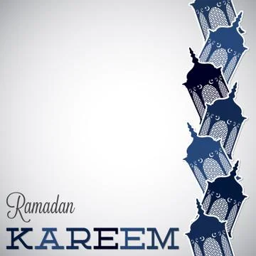 Lantern "Ramadan Kareem" (Generous Ramadan) card in vector format. Stock Illustration