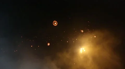 Lantern Released in the Night Sky. Stock Footage 49774012