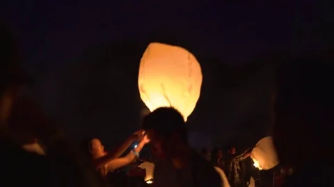 Lantern released with wave of smoke Stock Footage 84855170