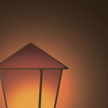 Lantern shining in the dark on the bottom left Stock Illustration