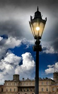 Lantern on the square in front of the palace. Gatchina. St. Petersburg. Russi Stock Photos