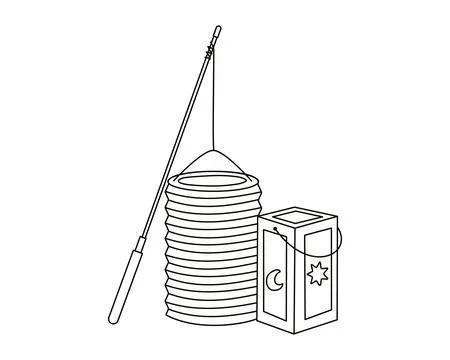 Lantern on string for saint martin day or laternenumzug,traditional in Germany Illustrazione stock