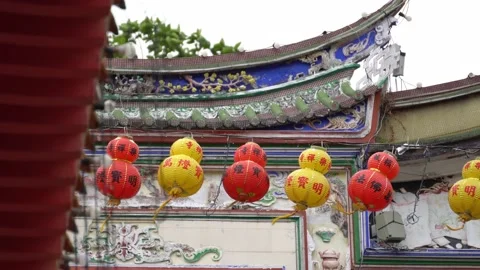 Lantern swaying at temple Stock Footage 150303711