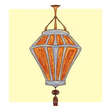 Lantern. Textured cozy autumn vector illustration in hand drawn sketch style, Stock Illustration