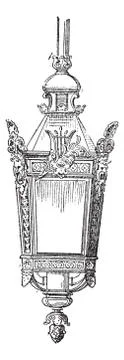 Lantern, vintage engraving. Stock Illustration