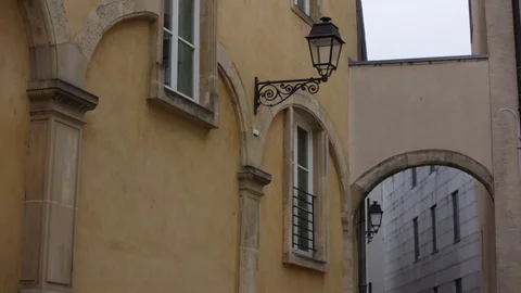 Lantern on a wall in Europe Stock Footage 75589309
