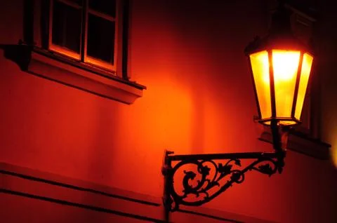 Lantern on the wall in Old Prague.. Stock Photos