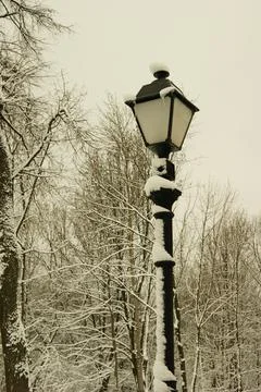 Lantern in the winter Park Stock Photos