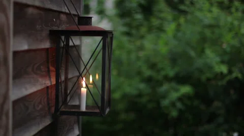 Lantern at a wooden house Stock Footage 29466328