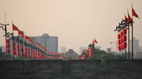 Lantern of xi'an city wall,china. Stock Footage 36040755