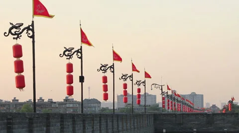 Lantern of xi'an city wall,china. Stock Footage 36041250