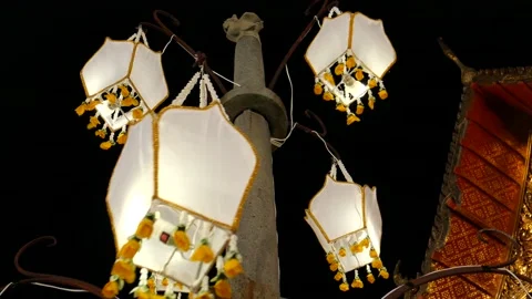 Lanterns and Asian Temple Stock Footage 237622134