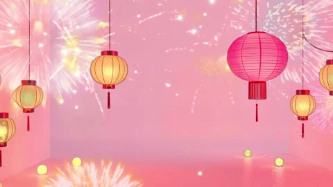 Lanterns and Light Bubls: A Light and Bright Scene To Celebrate the New Year Stock Footage 330319426