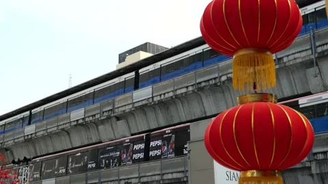 Lanterns and skytrain Stock Footage 149866722