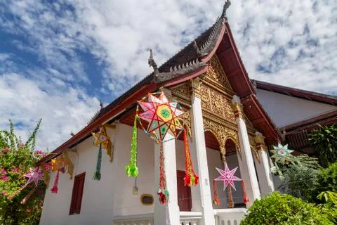 Lanterns and temple Stock Photos