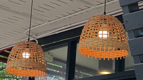 Lanterns are made from bamboo weave hanging. Stock Footage 304575555