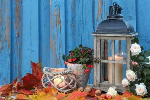 Lanterns with blue background Stock Photos
