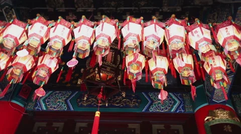 Lanterns in buddhist temple Stock Footage 67674459