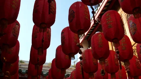 Lanterns in Buddhist temple Stock Footage 297099180