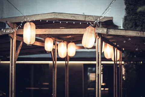 Lanterns Cafe Decoration Stock Photos