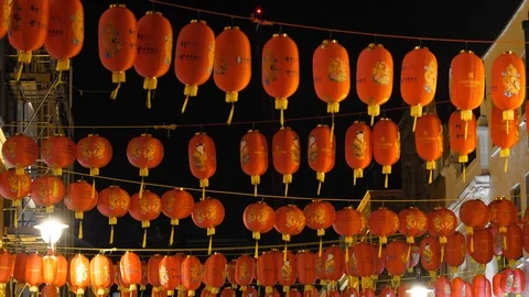 Lanterns in China Town Stock Footage 116301851