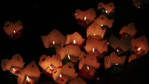 Lanterns Glow Softly. Nighttime Festivities Featuring Glowing Lanterns And Stock Footage 331123283