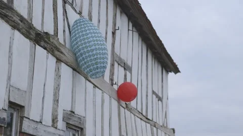 Lanterns hanging from outdoor barn wall Stock Footage 247331251