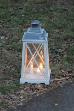 Lanterns with lighted candles Stock Photos