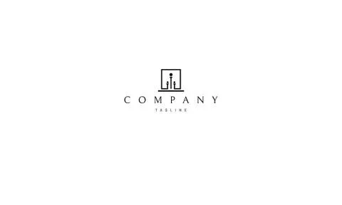 Lanterns Lighting abstract black line logo design Stock Illustration
