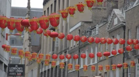 Lanterns London Chinatown Stock Footage 41846286