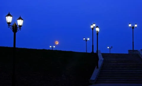 Lanterns moon evening Stock Photos