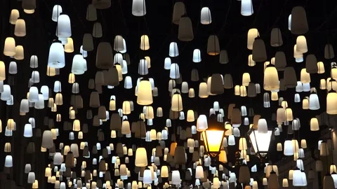 Lanterns in the night sky. 4K. Stock Footage 144637910