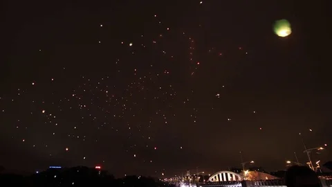 Lanterns at night, sky Stock Footage 72255761